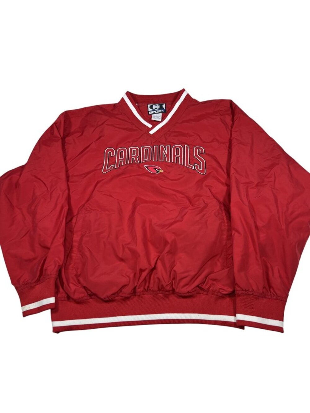 CI Sports Mens Arizona Cardinals Red Windbreaker Pullover Size Large Pockets